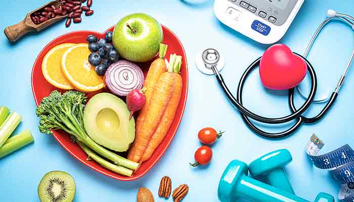 An array of healthy food and healthcare items