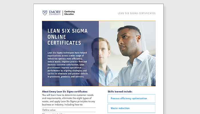 Emory Lean Six Sigma Certificates one pager