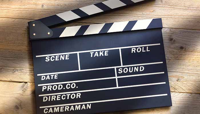 A film set clapboard